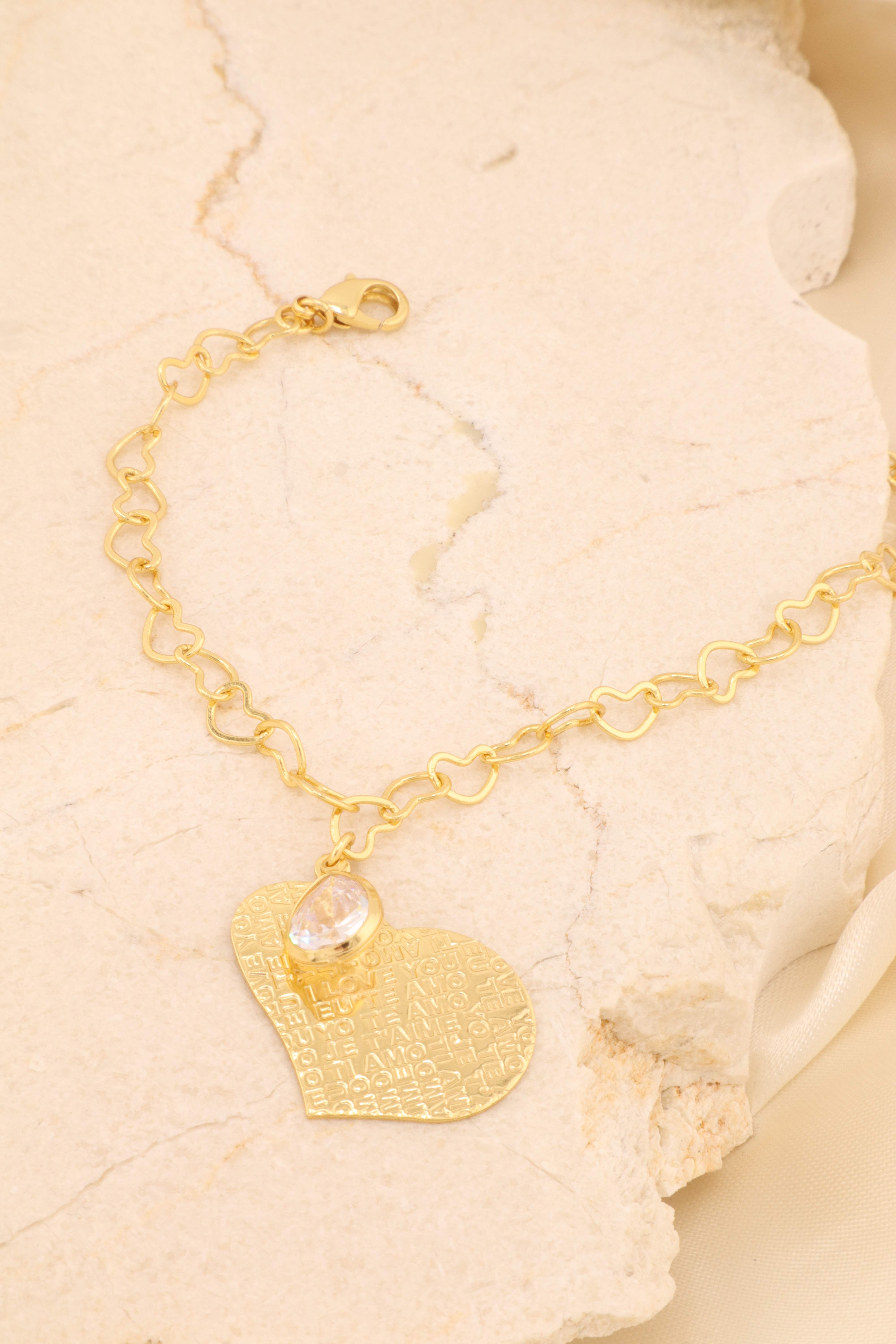 PULSEIRA CORAÇÃO EU TE AMO E ZIRCÔNIA CRISTAL