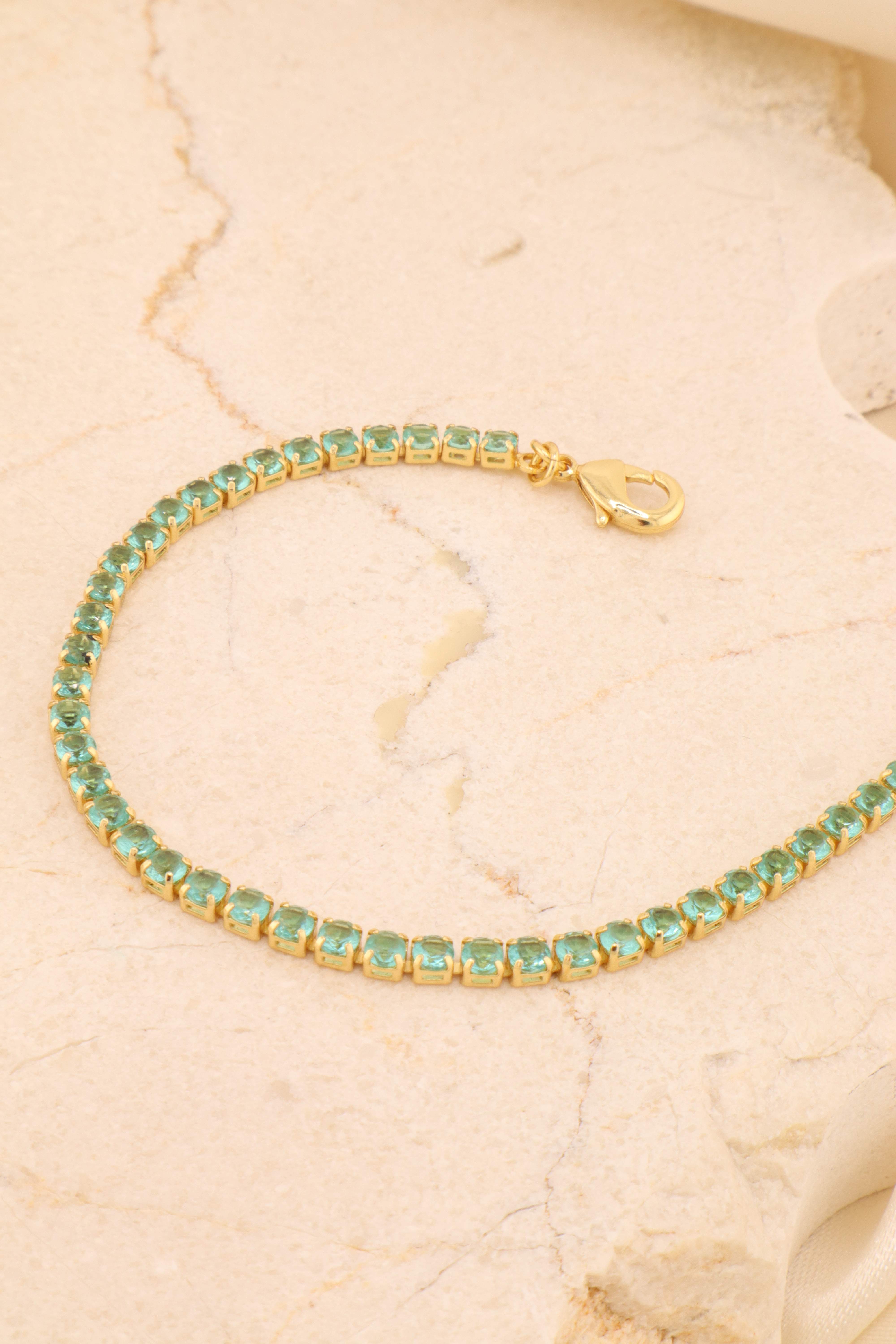 PULSEIRA RIVIERA ZIRCÔNIAS 3MM VERDE CLARO