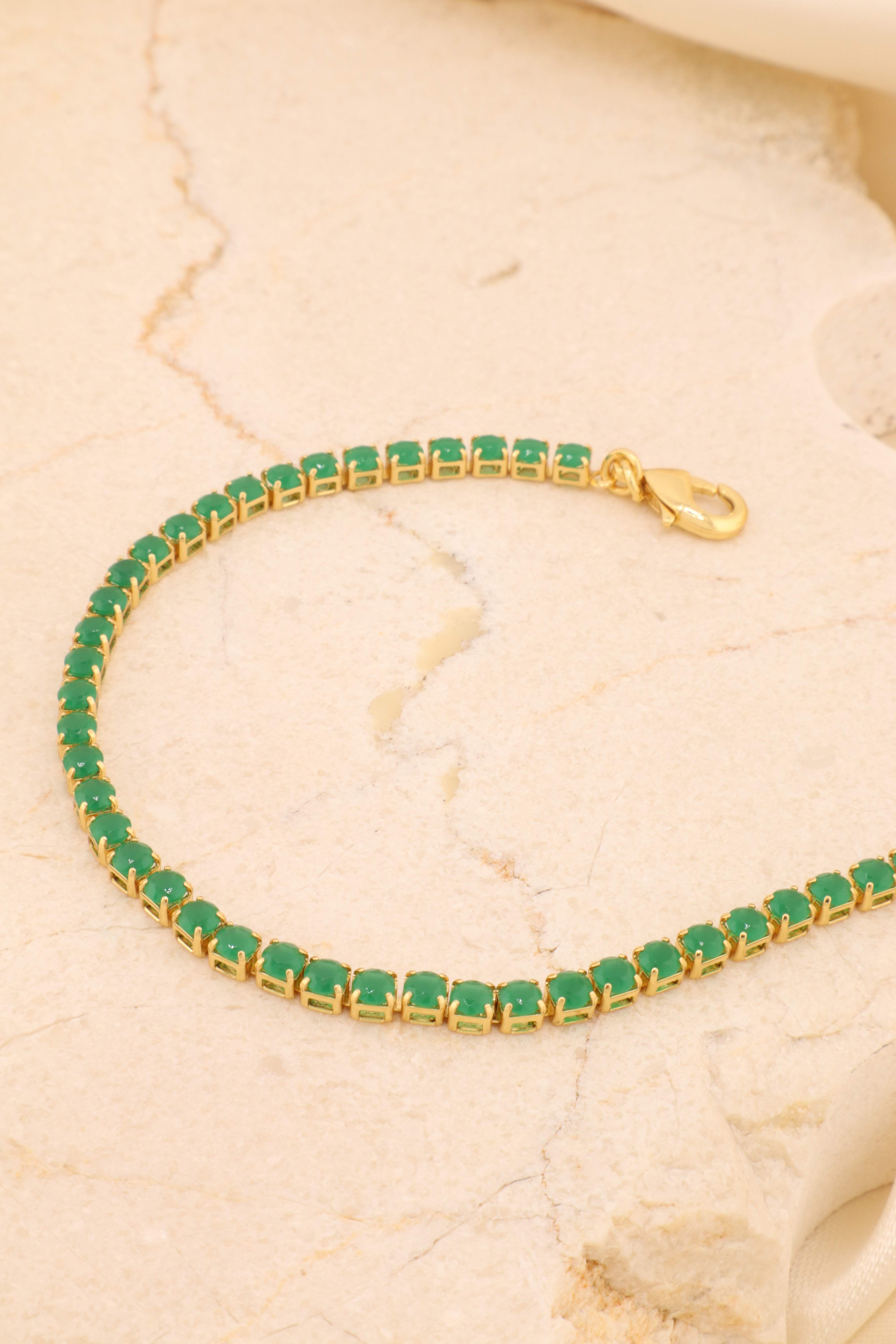 PULSEIRA RIVIERA ZIRCÔNIAS 3MM VERDE