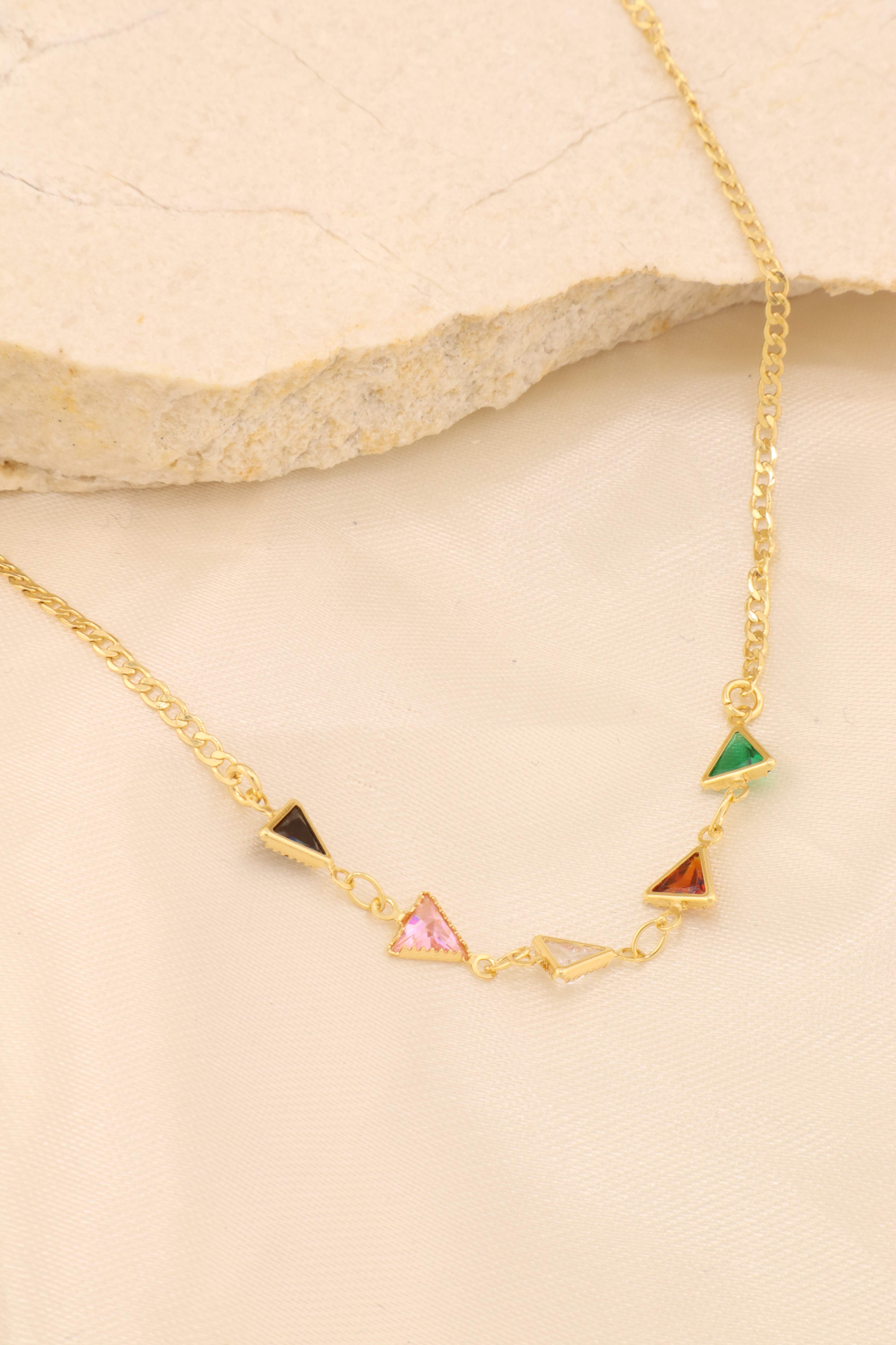 CHOKER ZIRCÔNIAS TRIANGULARES COLORIDAS