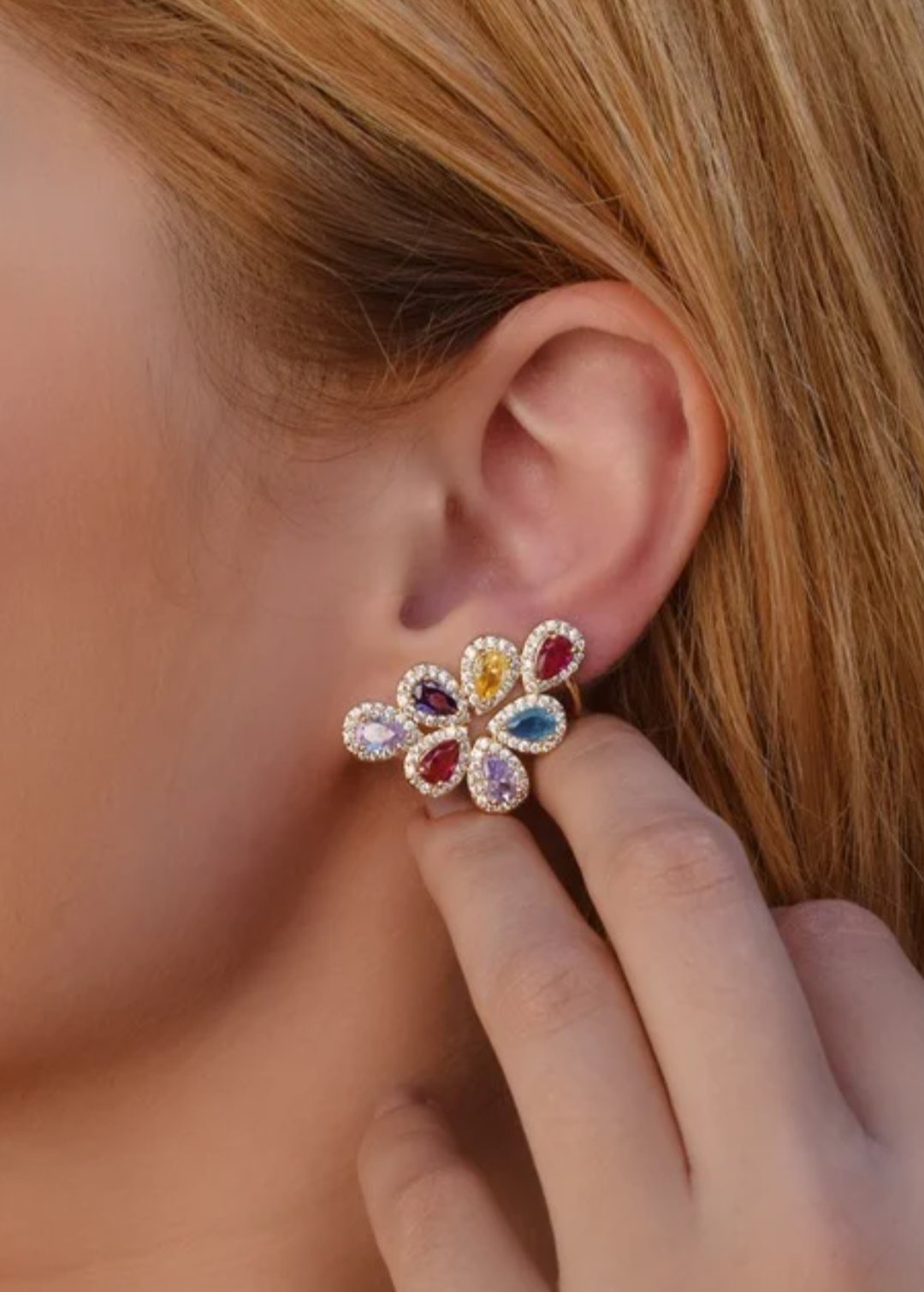 BRINCO EAR CUFF PEDRAS COLORIDAS