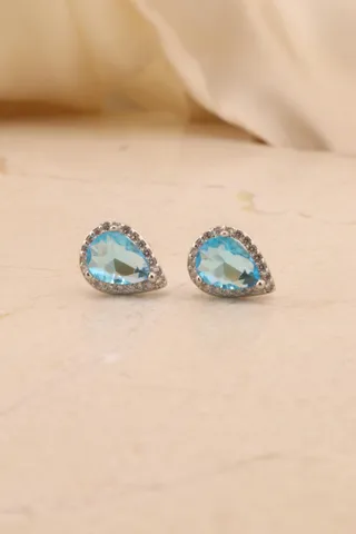 BRINCO RÓDIO GOTA AZUL TURQUESA