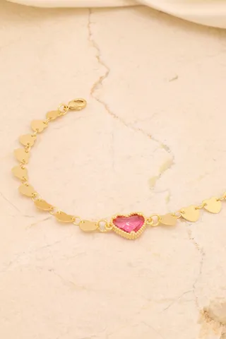 PULSEIRA CORAÇÃO ROSA 17CM