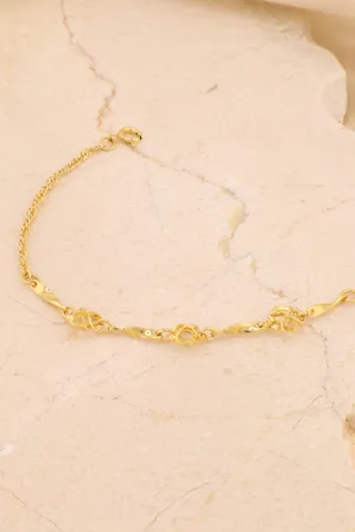 PULSEIRA FILETES TORCIDOS DETALHE FLORES VAZADAS 19CM