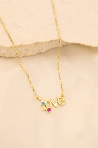 GARGANTILHA PINGENTE LOVE E PONTO DE LUZ 45CM