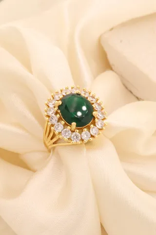 ANEL PEDRA VERDE CONTORNO CRAVEJ