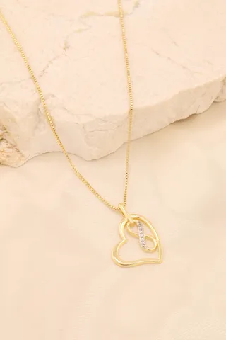 COLAR  PINGENTE CORAÇÃO E INFINITO