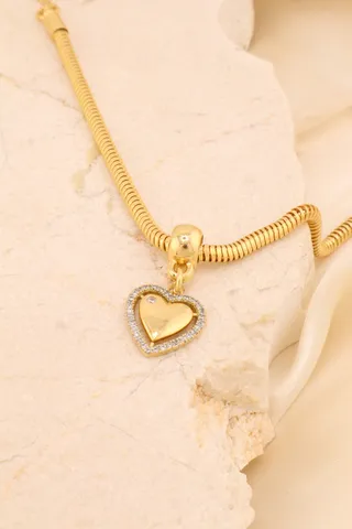 PULSEIRA PINGENTE CORAÇÃO LISO E CONTORNO ZIRC