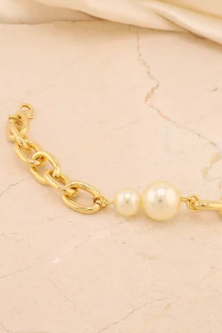 PULSEIRA ELOS OVAIS COM PÉROLAS 10 E 14MM
