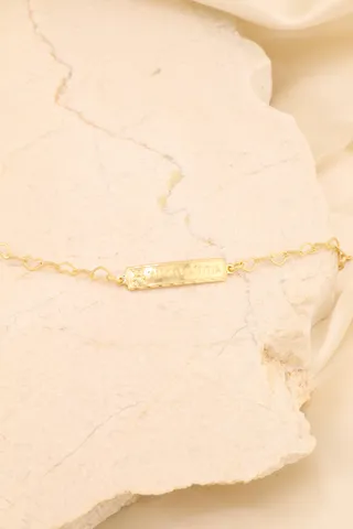 PULSEIRA INFANTIL ELO CORAÇÃO COM PLACA "AMOR DA TITIA"