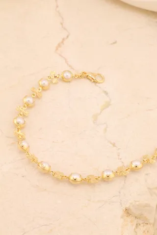 PULSEIRA PÉROLAS COM LACINHOS DIAMANTADOS