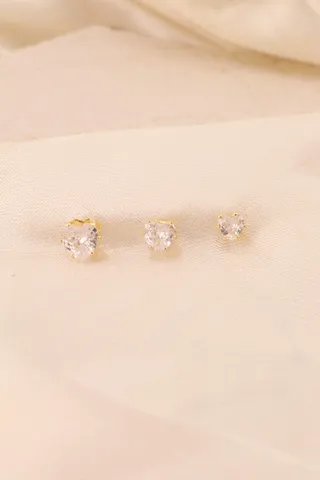 BRINCO TRIO CORAÇÕS DE ZIRCÔNIA CRISTAL