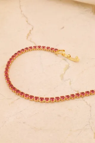 PULSEIRA RIVIERA ZIRCÔNIAS 3MM FUCHSIA FECHO GAVETA