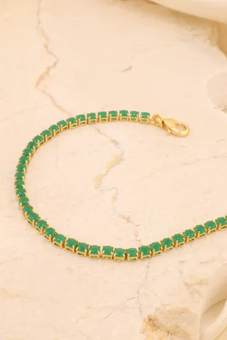 PULSEIRA RIVIERA ZIRCÔNIAS 3MM VERDE
