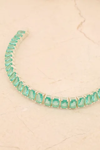PULSEIRA RIVIERA VERDE BANHO PRATA