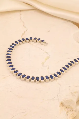 PULSEIRA RIVIERA AZUL BANHO PRATA