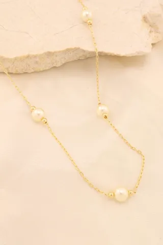 COLAR ALONGADO PÉROLAS E BOLINHAS 55CM