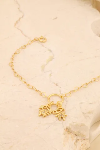 PULSEIRA ELO CORAÇÃO CASAL FILHOS